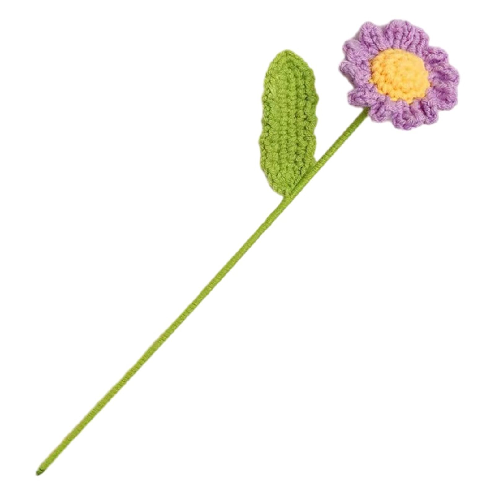 ZHSOAO 5pcs Knitting Bouquet Hand-Knitted Fake Flowers Knit Flower Home Wedding Party for Weddings Birthdays(Color2)