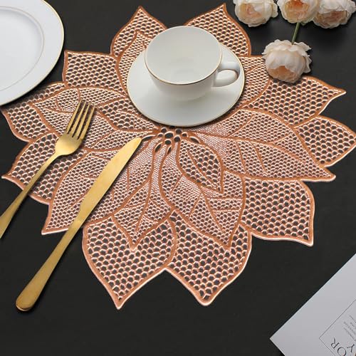 Image of Dakshya Industries Pack of 2 PVC Waterproof Table Placemats - Heat Resistant, Non-Slip Dining Table Mats (Copper)