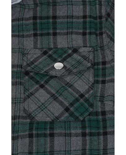 ZENTHACE Women's Flannel Shirt Jacket with Hood,Sherpa Lined Plaid Shacket Jackets,Snap Button Front4