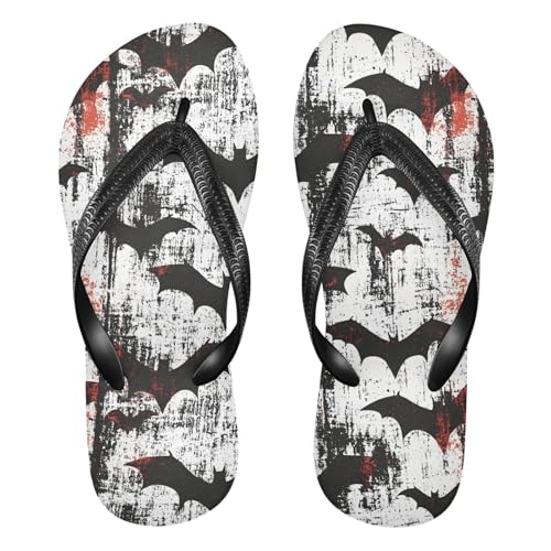 Flip Flop Sandals Rustic Bats Print for Casual Summer Men and Women for Beach Outdoor XS