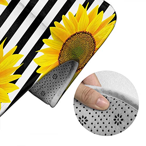 Sunflowers Badezimmer-Teppich-Set, rutschfest, Gelb, Flora, 3-teilig, Badematte, Kontur, WC-Deckelbezug, gestreift… – Bild 4