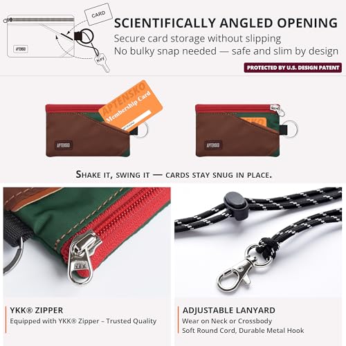 Image of RFID Blocking Travel Wallet with Adjustable Lanyard, Small Nylon Zipper Pouch and Badge Holder for ID, Credit Cards, Cash, Keys, Commuters (Coffee+DarkYellow)
