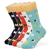 DOBIKULU Womens Cotton Casual Socks Cute Animal Cat Socks Crew Novelty Lovely Print Pattern, Female Presents for Cat Lovers, Gifts Ideas for Mom Lady