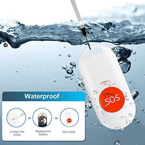 Caregiver Pager, 600Ft Wireless Emergency Call Button Alert System 58 Chimes Waterproof Sos Call Bell Nuring Alarm For Home/Elderly/Patient/Disabled #TOP5