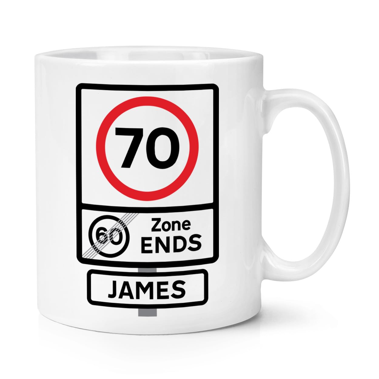 Personalised 70 Speed Limit Sign Zone Ends 70th Birthday 10oz Mug Cup