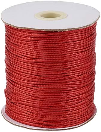 PandaHall 100 Yards/Roll 1.5mm Braided Waxed Cotton Cord String DIY Jewelry Craft Macrame Making Beading Thread Rope with Spool (Black)