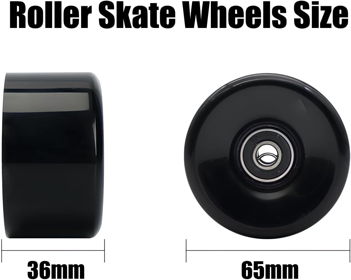 Skate Wheels Replacement, Roller Skate Wheels 65mmx36mm Quad Roller Skate Wheels with ABEC-9 Bearing, 78A Long-Lasting Wear-Resistant PU Skate Wheels for Double Row Skate Skateboard
