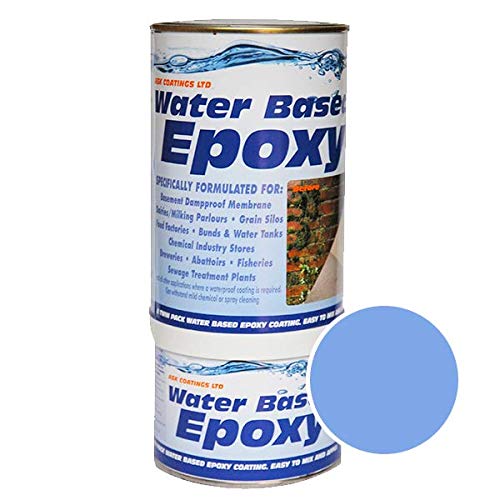 1L Light Blue Water Based Epoxy Resin Paint for Garages, Basements, Tanks - Waterproof, Non Toxic