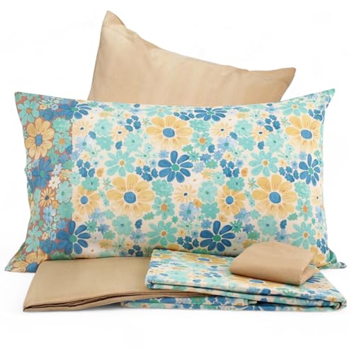 Bassetti Completo lenzuolo MATRIMONIALE Art. Seventy UP BEAT - con 4 federe + tavoletta profumo biancheria per armadi