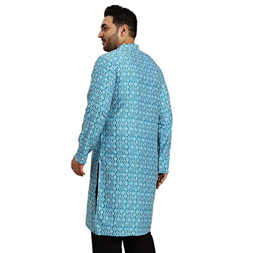 Image of SOJANYA Plus (Since 1958) Men's Cotton Linen Long Kurta | Ethnic Motif Printed for Navratri, Garba & Puja