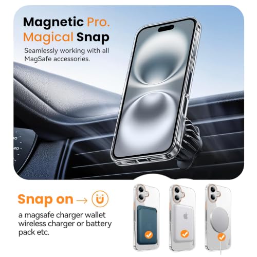 Image of KARWAN Crystal Clear Magnetic Back Case Cover Compatible with iPhone 17 Anti-Yellow Transparent Shockproof Cover with Camera Protection, Scratch Resistant, MagEaze Wireless Charging Support