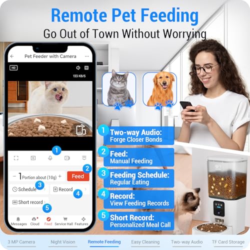 Automatic Cat Feeder with 2K Camera: 5G WiFi Automatic Dog Feeder with Night Vision,Cat Food Dispenser with 7L Large Food Storage Container for Multiple Pet,Detachable for Easy Clean -29 Cup - Image 5