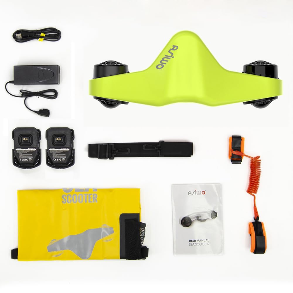 Asiwo Scooter sous-Marin avec Support pour caméra d'action 2 Batteries - Scooter Marin à Deux Moteurs étanche pour la plongée