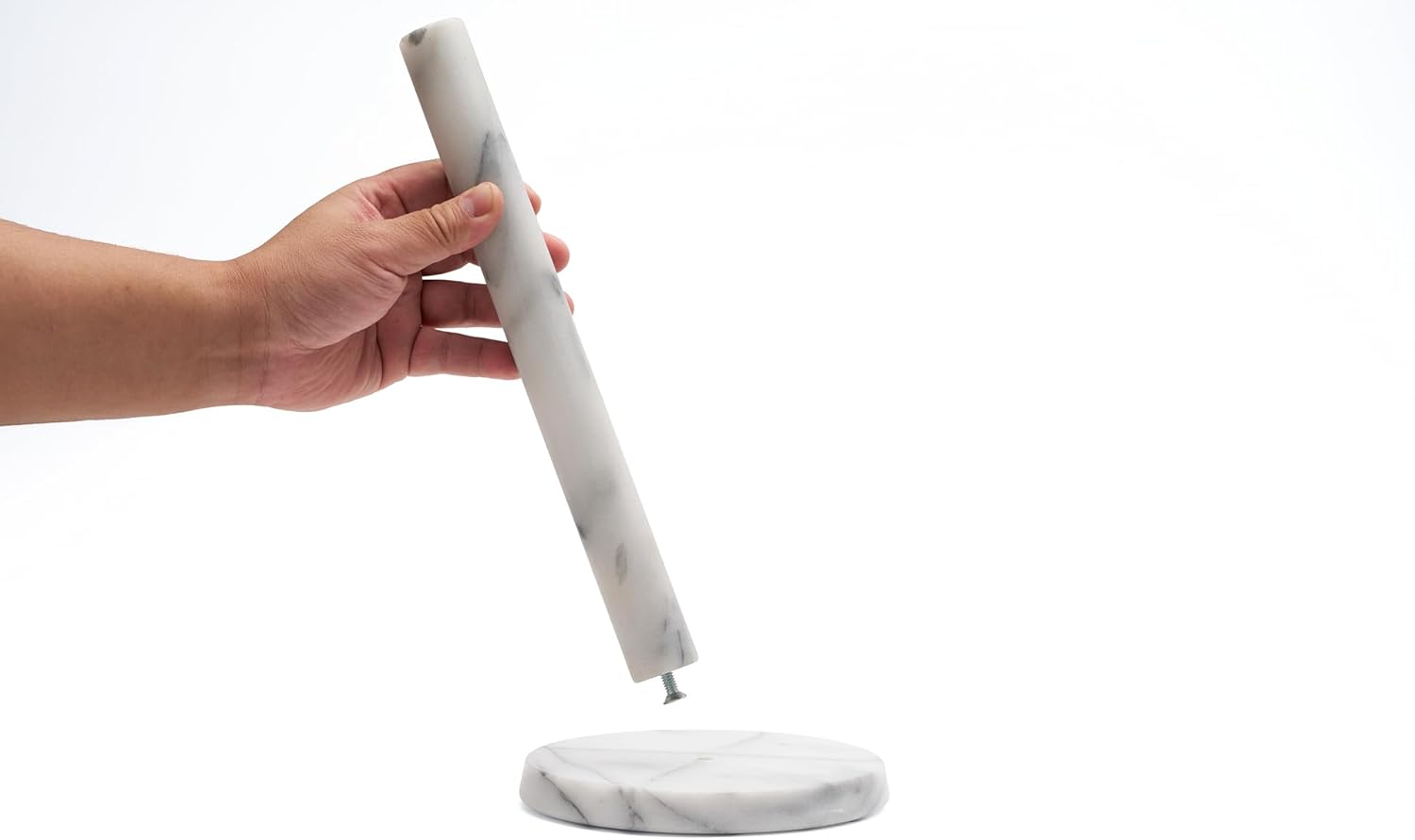 White Marble Paper Towel Holder – 12.5" Deluxe Upright Towel Dispenser for Kitchen, Heavy Duty, Solid Standup