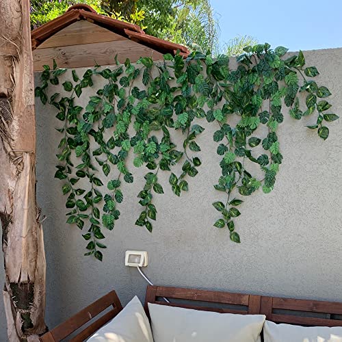 2pcs foglie di palma tropicali artificiali vite