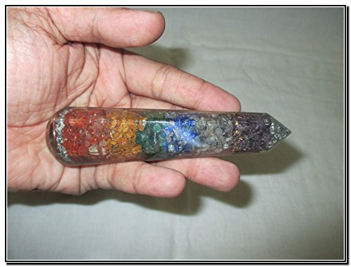 Jet Energized Chakra Layer Orgone Faceted Massage Wand Crystal Therapy Stick Energetic Copper