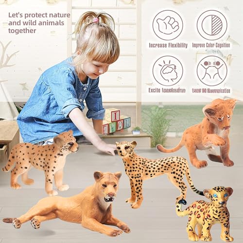 Image of 6PCS Realistic Leopard Animal Toys for Kids 3+ | Wildlife Jungle Animals Miniature Toy Cheeta Action Figures Playset for Boys and Girls Birthday Gift for Children Decoration & Educational Item