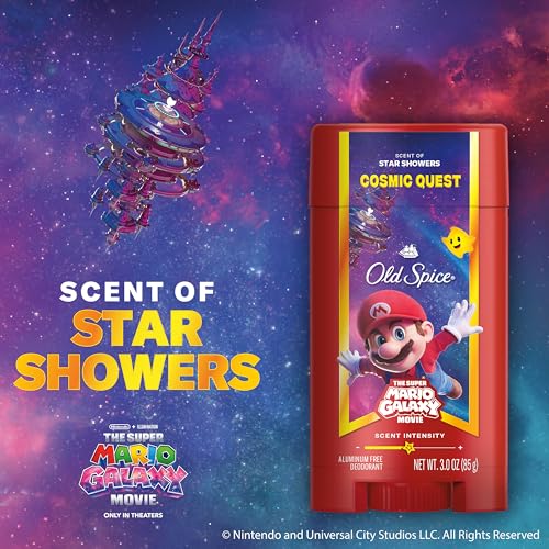 Image of Old Spice X Super Mario, Cosmic Quest with Star Showers Scent, Aluminum Free Deodorant + Body & Face Wash Bundle for Men, Smell Super with 24 /7 Lasting Freshness & 24 /7 Shower Clean (Pack of 2)