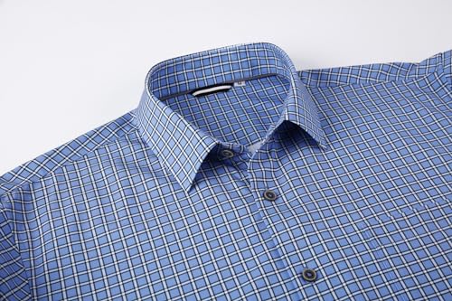 Alex Vando Mens Button Down Shirts Wrinkle Free 4-Way Stretch Print Business Casual Shirt