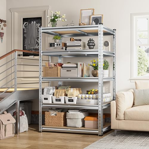 Image of REIBII 5 Tier Garage Shelving for Pantry Garage, Adjustable Storage Shelves