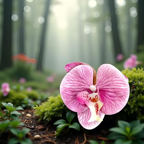 Pinza para cabello con flor orquídea rosa miniatura 4