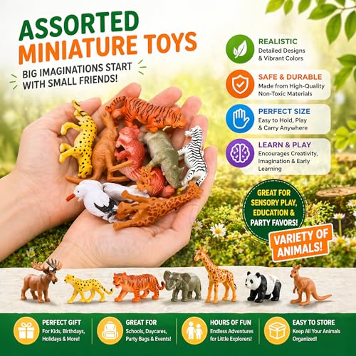 Image of Animals Set for Kids | Safari Animal Figures & Zoo Animal Toys with Trees, Fences & Mini Animal Figurines |50+ Pieces| Toys for Kids 3-5 Years