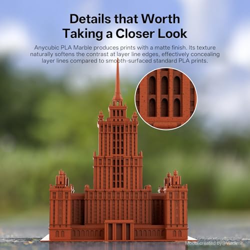 Image of ANYCUBIC Marble PLA 3D Printer Filament, 3D Printing Rock PLA Filament 1.75mm Dimensional Accuracy + /- 0.03mm, 1KG Spool (2.2 lbs), Brick Red