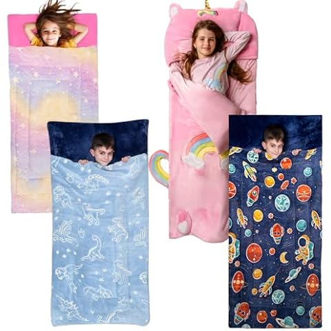 Bollepo Sleepover Must-Have Kit: 4 Sleeping Bags - 2 for Boys & 2 for Girls Cover
