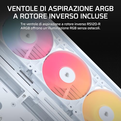 CORSAIR FRAME 4500X RS-R ARGB Case Mid-Tower per PC con Vetro Panoramico – Sistema di Montaggio InfiniRail, Adatto a Due Radiatori da 360 mm, Anti-Sag della GPU, Include 3 Ventole RS120R – Bianco - Immagine 4