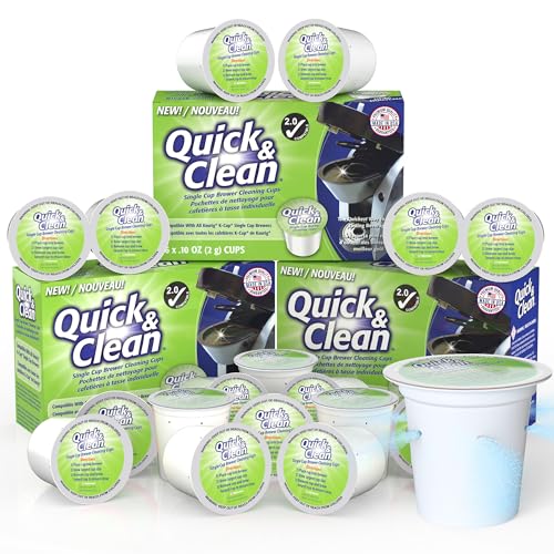 Quick & Clean [18-Pack] Cleaning Pods - K Cup Cleaner Pods for Keurig - 2.0 Coffee Machine Compatible, Removes Stains, Non-Toxic and Eco-Friendly