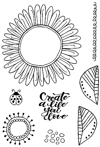 Woodware Jane Gill-Petal Doodles Stamp set-Live Life, 4 x 6 inches, Clear