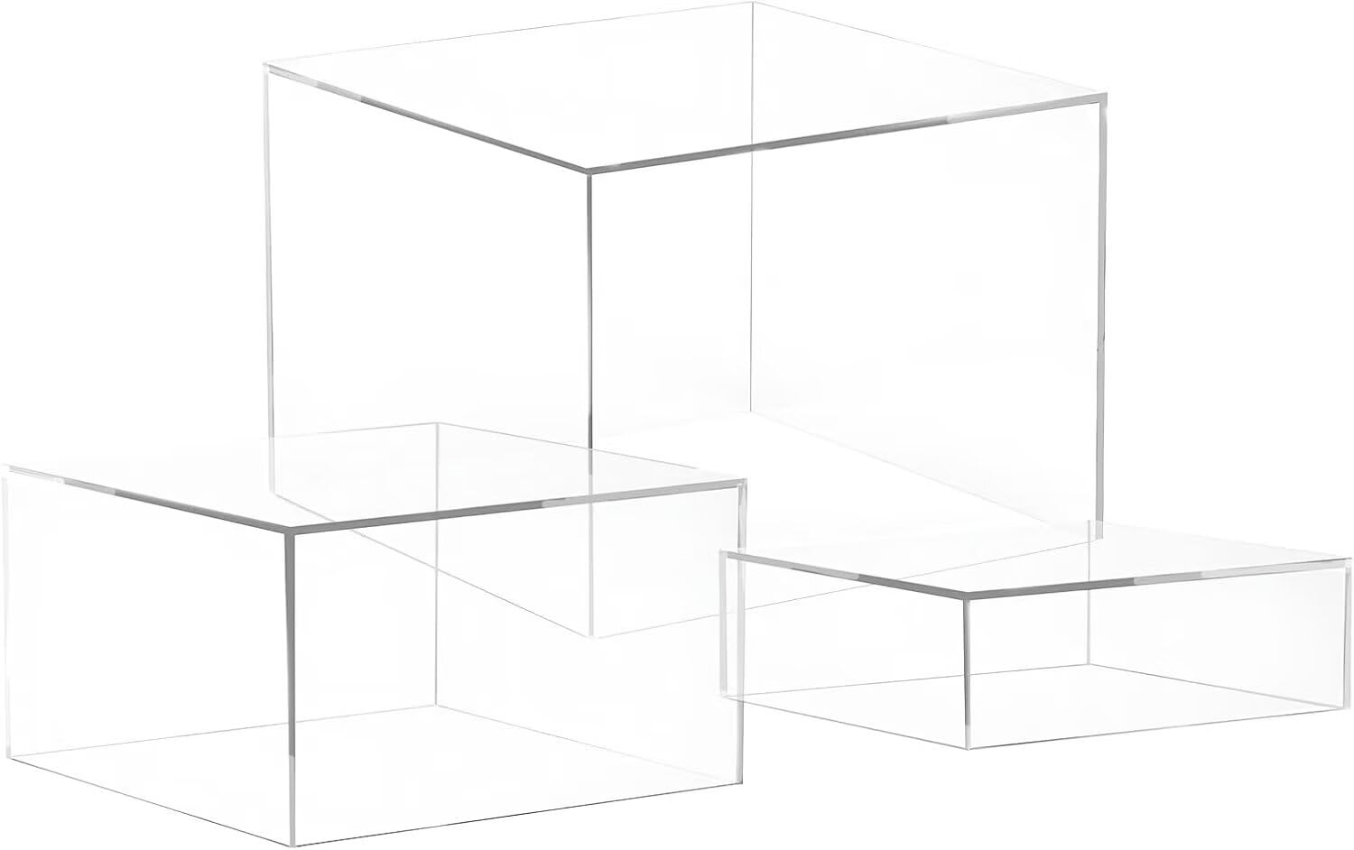 Elevadores de Buffet, 3 Piezas Cajas de Exhibición Alimentos de Acrílico, Soporte de Postres en Forma de Cubo para Cupcakes, Dulces, Brunch, Postres, Coleccionables, Joyería, Bodas y Fiestas
