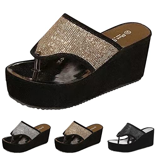 Sandalias de mujer de diseño sofisticado con cuña gruesa e incrustaciones 3