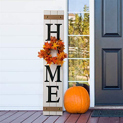 Glitzhome Welcome Sign For Front Door Porch Rustic Farmhouse Wooden Hanging Wall Sign With 3 Interchangeable Floral Wreath For Seasons Spring Summer Fall Harvest Thanksgiving Christmas thumb #3