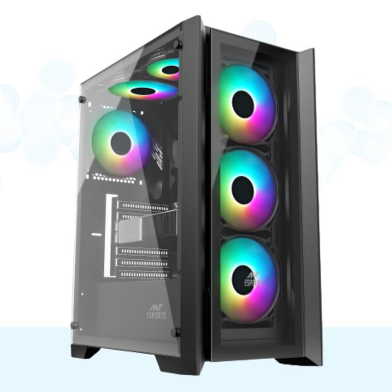 Trixis Tornado TG85 Gaming PC with Processor AMD RYZEN 5 5600G and Motherboard (B450M), SSD (500GB nvme 3 GEN), RAM (8gb), Stylish ATX Tower with Rainbow LED Fans