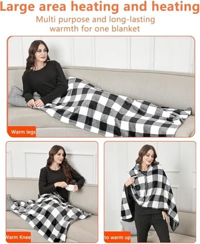 DFANCE USB Heated Shawl,59 x 32In Wearable Electric Throw Blanket,Multiple Heating Levels Fast Heating Pad for Back Pain Relief Soft Warm Fleece Poncho Wrap - Image 4