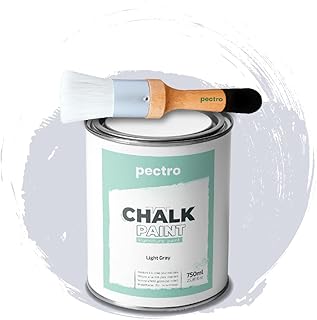 Chalk Paint for Furniture 25 fl.Oz. (750ml) + Special Chalk Paint Brush - Furniture Paint no Sanding or Priming - Chalk Finish Wood Paint - DIY Projects Home Decor & Improvement (LIGHT GRAY)