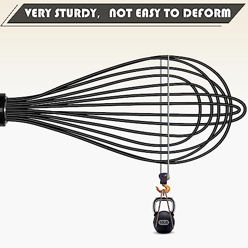 Teevea Silicone Whisk,Kitchen Silicone Whisks For Cooking Non Scratch,Wisking Tool Metal Wire Stainless Steel Whisk Egg Bread Silicone Wisk,Small Mini Heat Resistant Whisk 11-Inch,Black #TOP2