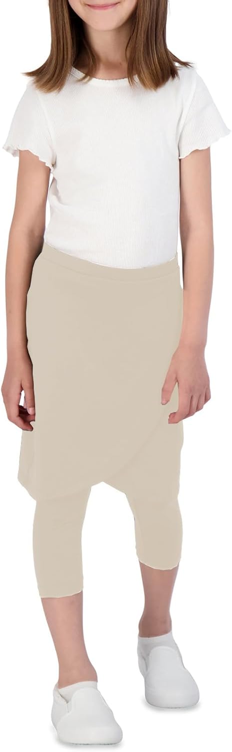 Girls High Elastic Waist Capri Pants Kids Cute Active Golf Tennis Skorts Leggings Skirts Trousers - Image 3