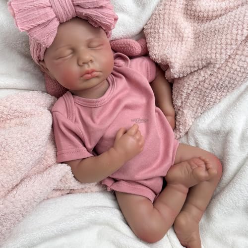 Muñeca Reborn de Silicona 20 Pulgadas Negra Realista miniatura 2