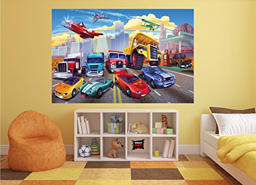 Great Art Kid’s Room Nursery Poster – Racing Car – Picture Decoration Airplane Cars Adventure Firefighters Sports Cabrio Comic Style Image Photo Decor Wall Mural (55X39.4In - 140X100Cm) #TOP6