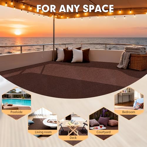 Grefinity Indoor Outdoor Carpet,6 FT x 10 FT Brown Marine Carpet Marine Grade Boat Carpet with Water-Proof TPE Backing, Non-Slide Carpet Roll for Home, Patio, Porch, Deck by Grefinity - Image 8