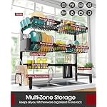 Over The Sink Dish Drying Rack - Adjustable 3 Tier XX-Large Capacity Stainless Steel Drainer with Cutlery & Utensil Holders, Kitchen Storage & Organization, 31.5"-39.5"L x 12"W x 30.5"H, Black - Image 2