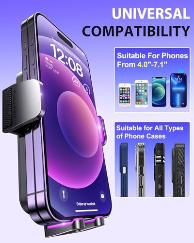 Phone Holder Car, 3-in-1 Universal Car Phone Holder Mount Windshield Dashboard Air Vent Cell Phone Car Mount Hands Free Car Phone Handlebar Mount for iPhone Android Smartphone Handlebar Accessories — view 5