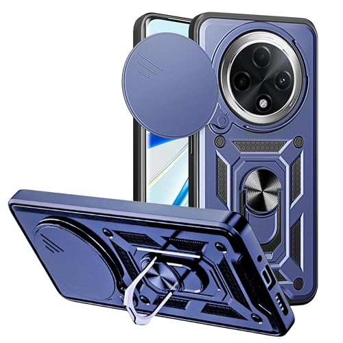 Image of SPAZY CASE Oppo F27 Pro Plus 5G Back Cover | Heavy Duty Hybrid Case with 360 Degree Rotating Finger Ring Holder + Slider Shutter Camera Protection Case for Oppo F27 Pro Plus 5G 5G - Blue