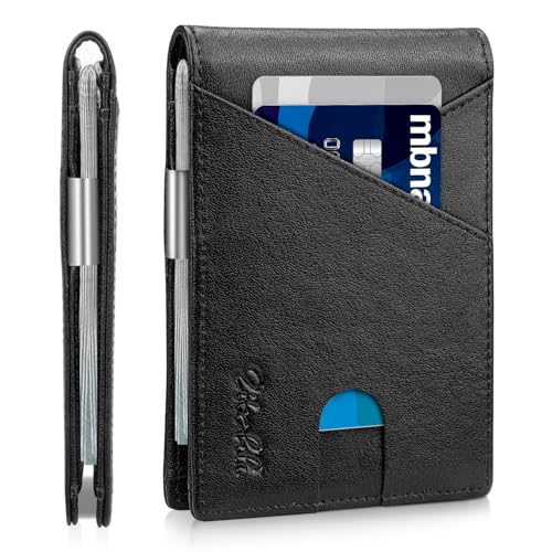 Image of Zitahli Slim Wallet for Men,RFID Blocking Leather Bifold with Money Clip | Minimalist Front Pocket Design, Holds 12 Cards, RFID Protection, Gifts for Men on Birthdays, Father's Day, and Christmas