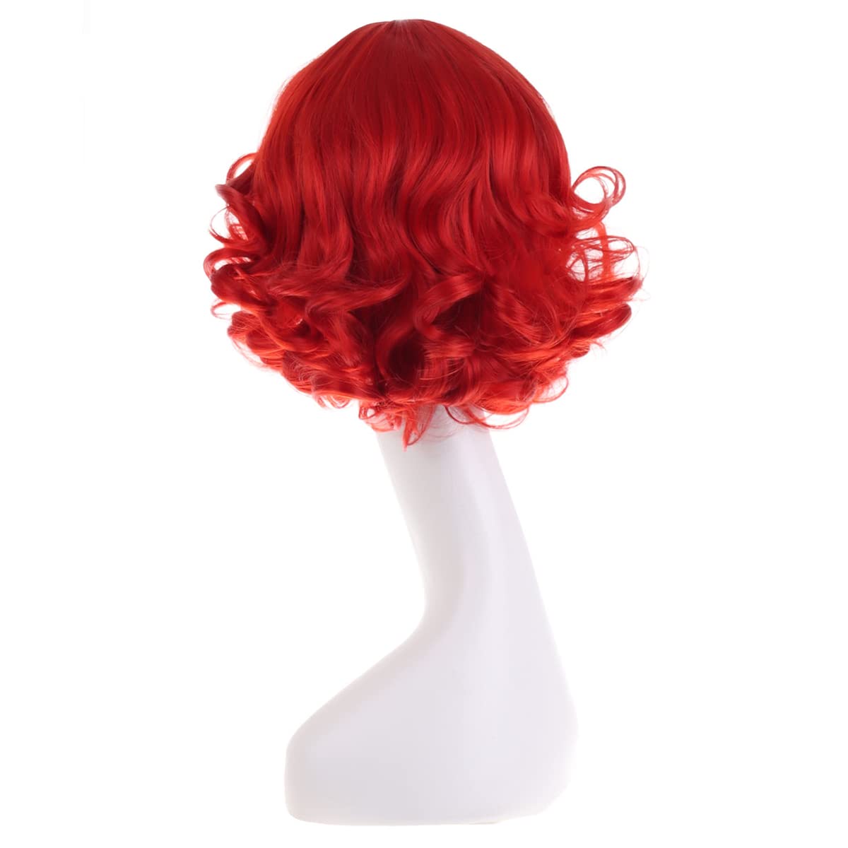 MAGQOO Red Wig with Bangs Women Girls Short Curly Wavy Red Wig Red Hair Wigs Halloween Cosplay Costume Party Wig