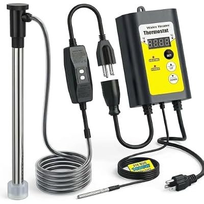 1800W Portable Immersion Water Heater for Hot Tub &Bath - Submersible Baptistry Heaters for Baptismal Stock Tank, Immersion Heaters with Thermostat for Bathtub Spa, Small Above Ground Pool