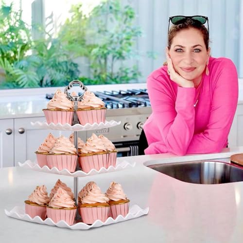 Cake Stand 3 Tier - 2 Pack Afternoon Tea Stand, 34cm Plastic Reusable Tiered Cupcake Display Stand, Large Square 3-Tier Dessert Holding Tower for Birthday Wedding Party Food Serving Platter, White - Cosy Home Interiors Cake Stand 3 Tier - 2 Pack Afternoon Tea Stand, 34cm Plastic Reusable Tiered Cupcake Display Stand, Large Square 3-Tier Dessert Holding Tower for Birthday Wedding Party Food Serving Platter, White - Image 6