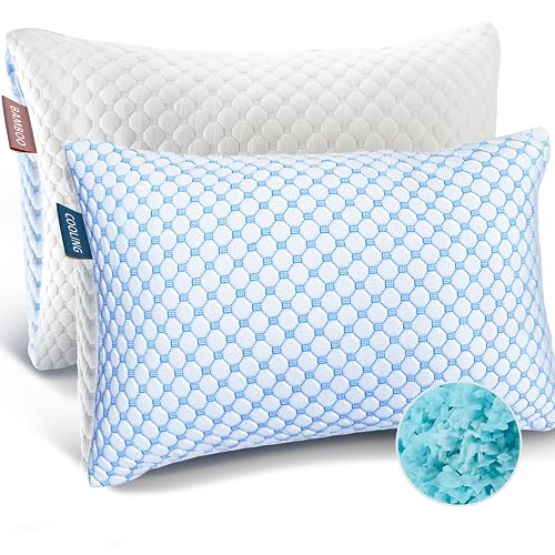 Image of Nestl Cooling Pillow, Shredded Memory Foam Pillows King Size Set of 2, Gel Infused Cool Pillow, Adjustable King Size Pillow for Sleeping, Breathable King Pillow, Washable Removable Bed Pillow Cover